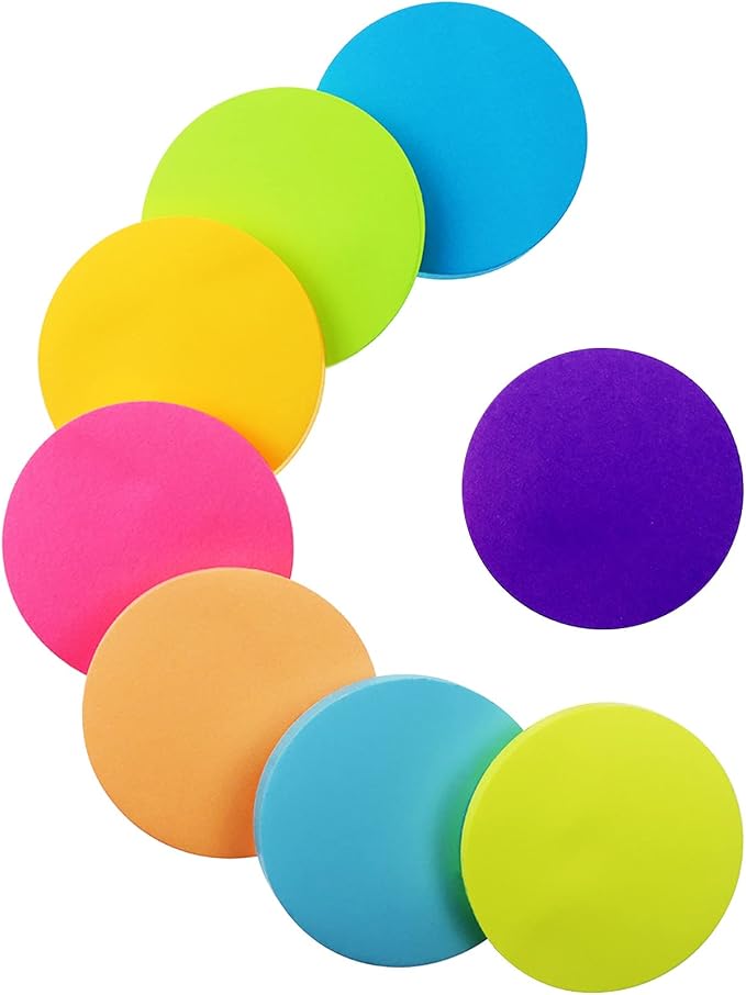 Sticky Notes, 560 Sheets 2.6 × 2.6 Inches Round Shape Self Sticky Notes Pad, Colour Sticky Notes, Bright Colors Self-Stick Pads for Home Office Notebook(8 Color)