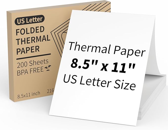 MFLABEL 8.5x11 Thermal Paper - 10-Year Fade-Proof! 200-Sheet Letter Size for Portable Printers (Compatible with iDPRT/Peripage/Munbyn) | BPA-Free Quick-Dry | Not for Laser/Inkjet