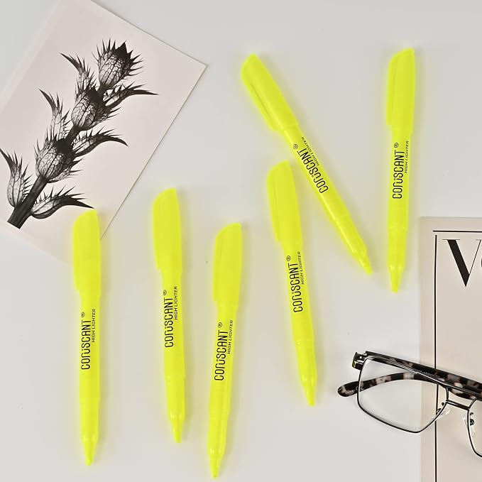 coruscant 80 packs of highlighters, yellow highlighter, wide chisel tip marking, quick drying, bulk fluorescent pen marking, non-toxic and tasteless, suitable for schools offices and home.
