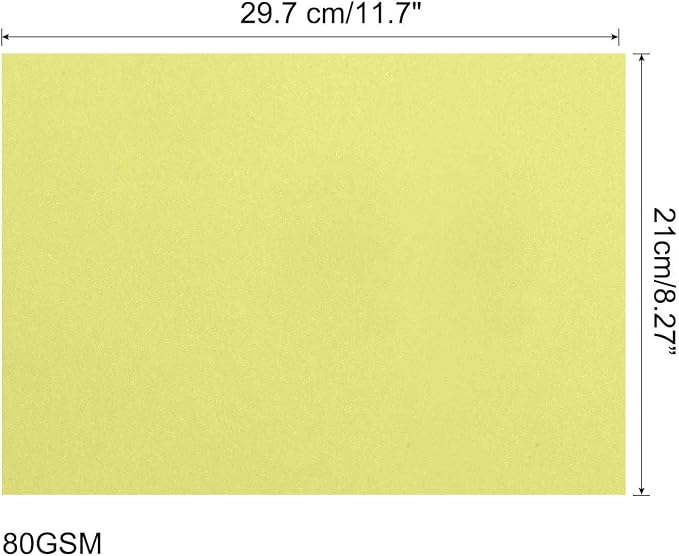 MECCANIXITY 50 Sheets Colored Copy Paper 8.3 x 11.7Inch Printer Paper 80gsm Light Yellow for Office Printing, Document Copying, Invitations, Forms, Art Projects