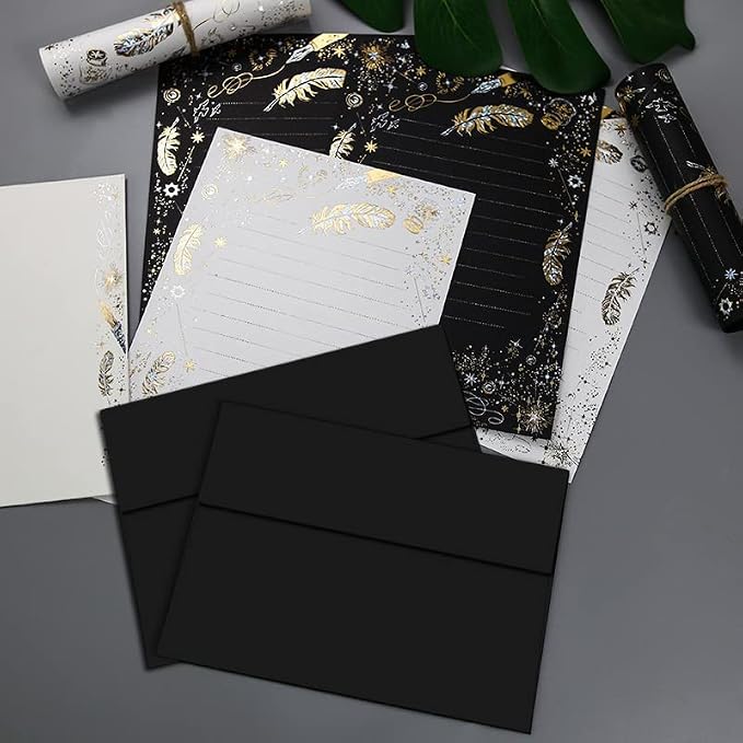 100 Packs Black 5x7 Envelopes, A7 Envelopes for Card Invitation | 120gsm envelopes, 5.25x7.25 inch fits 5x7 cards, peel & press, for weddings/cards/baby shower/photos/graduation/postcards