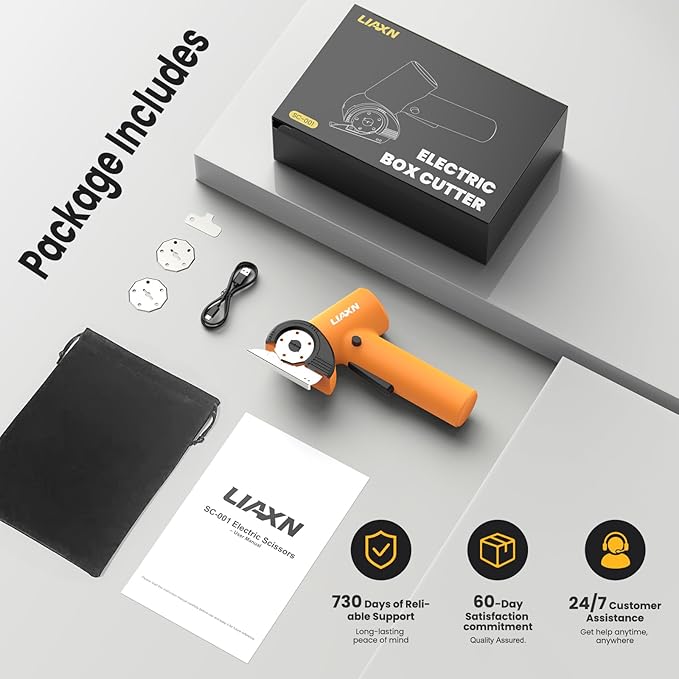 Cardboard Cutter 4000mAh 450RPM 3 Speeds Powerful Cordless Electric Scissors - Cardboard Box Cutter, Power Box Cutter, Rechargeable Electric Scissors for Cardboard Fabric Plastic Carpet Cutting Tool