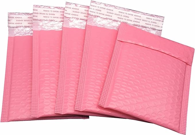Water Resistant Bubble Envelope Mailers [10 Pack] 6 inch x 9 inch #0 Pink Poly Padded Shipping Envelopes Self Sealing Cushioned Packaging Bags