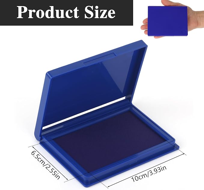 Blue Stamp Pad, 4 x 2.5 Inch Ink Pad for Stamps, All-Purpose Felt Pad | Quick-Dry & Reusable, Works with Rubber, Wooden, Metal Stamps, Large Premium Quality Stamp Ink Pad for Office and Crafting