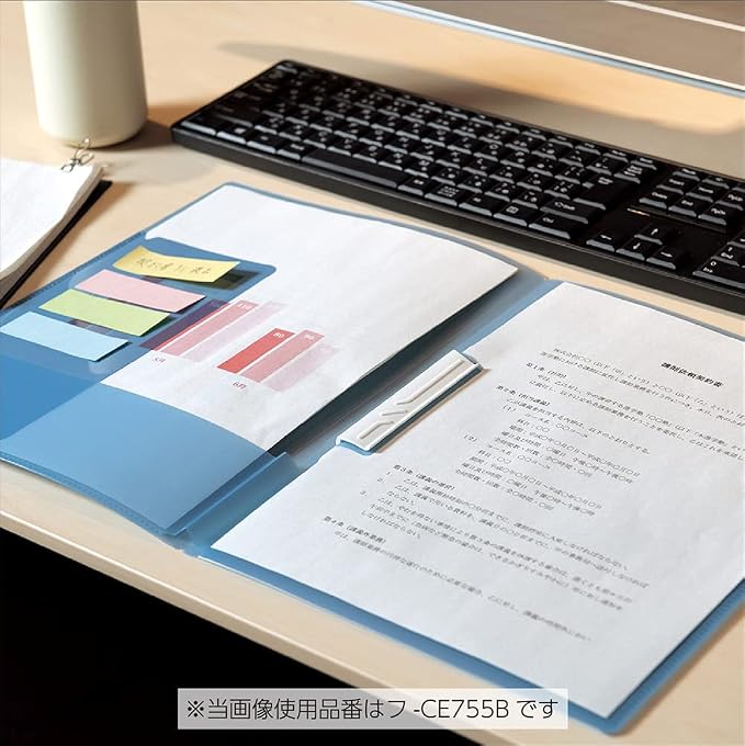 Kokuyo Portfolio Folder with Pockets for Paper Organization, Heavy Duty Pocket Folder Fits US Letter & A4，Dual-Purpose Clip & Pocket Design (FU-CE755Y)