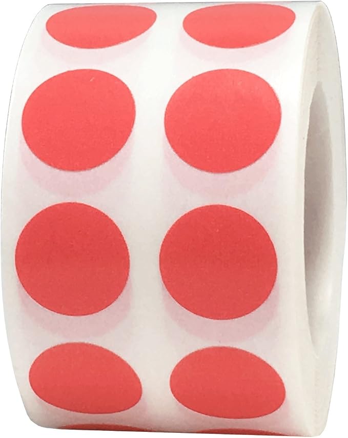 Coral Color Coding Labels for Organizing Inventory 0.50 Inch Round Circle Dots 1,000 Total Adhesive Stickers On A Roll