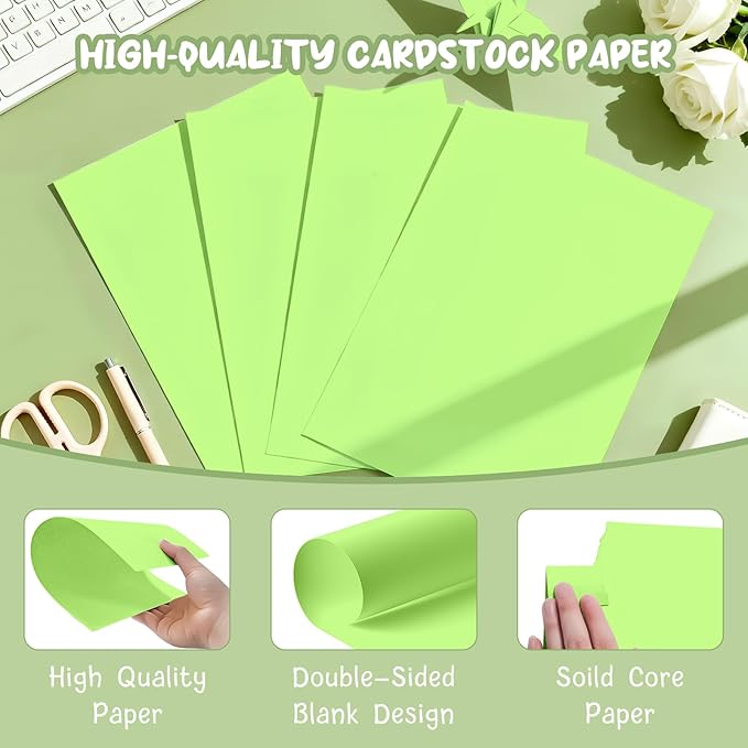 40 Sheets Green Cardstock 8.5 x 11, Green Card Stock Paper, Cardstock Printer Paper 8.5 x 11, 200 GSM Green Construction Paper, Heavy Card Stock for DIY Cards, Invitations, Greeting Cards