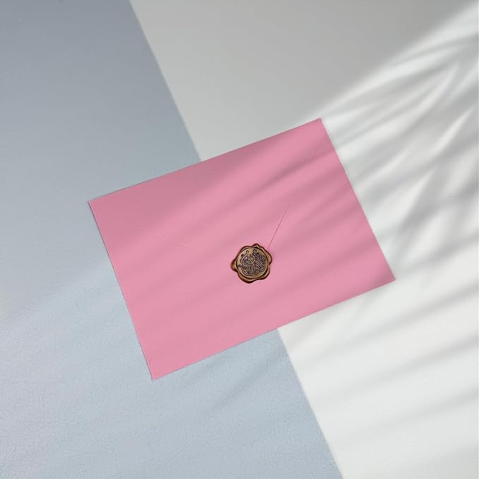 50 PCS Pink Colorful A7 Envelopes with Stickers, 5x7 Envelopes for Greeting Cards, Great for Invitations, Wedding Invitation, Birthday, Baby Shower, Graduation