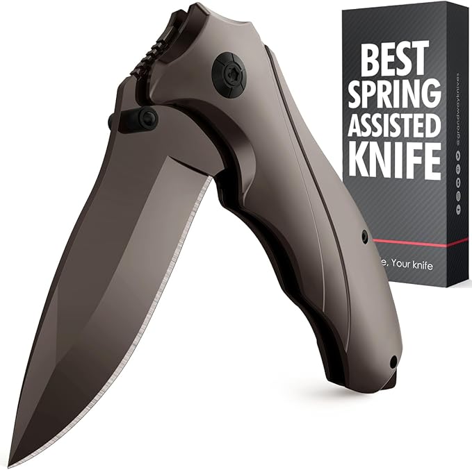 Pocket Knife for Men - Best Folding Knives with Glass Breaker and Pocket Clip - Tool for Tactical Camping Hunting Fishing EDC Survival Knife - Multifunction Bike Tools - Gifts for Men - Gray 6495