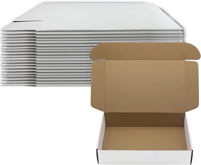 14x9x3 inch Shipping Boxes Set of 20， White Corrugated Cardboard Box Mailer Boxes for Packaging Small Business Shipping，Mailing Boxes Bulk for Birthday Wedding Party Book Literature Gift Giving