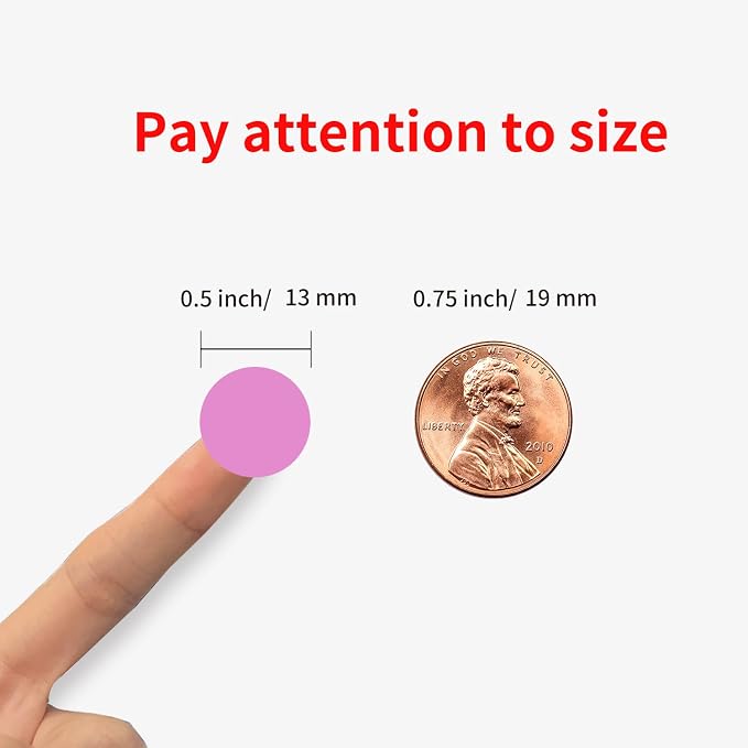 2000 Pieces 0.5 Inch Round Color Coding Labels,Circle Dot Stickers Used for Classroom Office and More,with Perforation Line (Pink)
