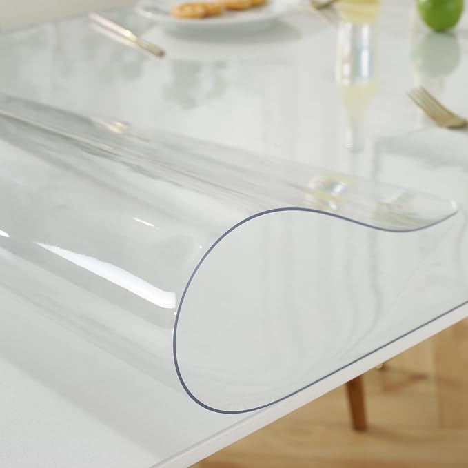 LovePads Clear Table Cover Protector 20 x 52 Inch, 1.5mm Thick Plastic Mat | Non-slip Waterproof PVC Table Protector, Cut to Size, Spill-Stain-Scratch Proof, Fits Kitchen, Dining Table, Dresser, Desk