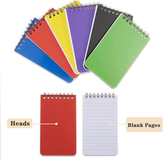 QiCheng 6pack Pocket Notebook Small Notepad Pocket Notepad Small Spiral Notebooks 3X5Inches (6)