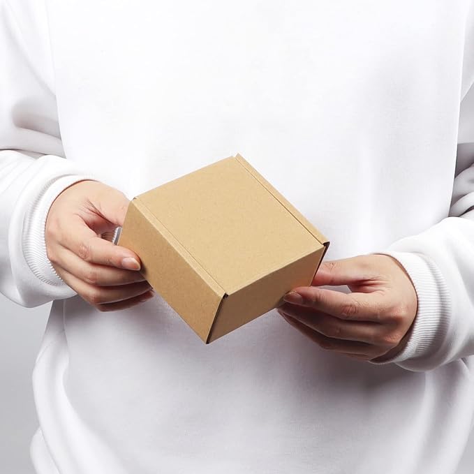 PHAREGE 100 Pack 4x4x2 inch Small Shipping Boxes, Brown Mailing Boxes | Tuck Top, Quick Fold, Easy Assemble, Shape Well, Single Corrugated, DIY Cardboard, Gift Wrap, Small Business Packaging