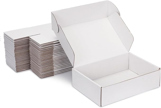 8x5x2 inch White Shipping Boxes for Small Business- Set of 25 | Sturdy ECT 32 Corrugated Cardboard Mailer Boxes, Easy Assemble for Packaging, Mailing, Gift