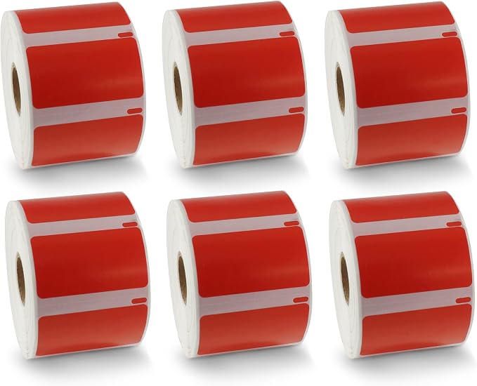 BETCKEY - Compatible DYMO 30334 (2-1/4" x 1-1/4") Medium Multipurpose Barcode/FNSKU Labels - Compatible with Rollo, DYMO Labelwriter 450, 4XL & Zebra Desktop Printers[6 Rolls, 6000 Labels, Red]