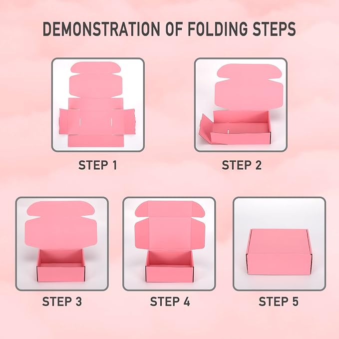 6x4x4 inch Pink Shipping Boxes for Small Business- Set of 25 | Sturdy ECT 32 Corrugated Cardboard Mailer Boxes, Easy Assemble for Packaging, Mailing, Gift
