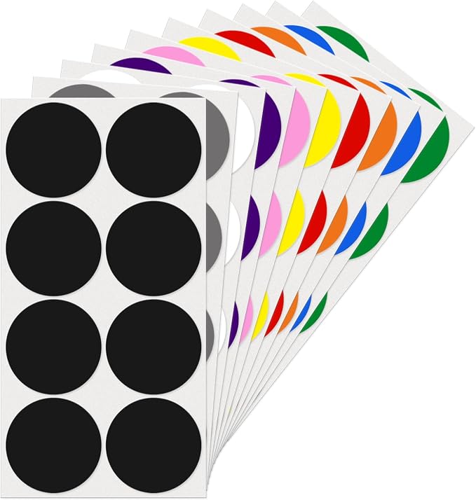 Multicolor Round Stickers 2 Inch Vinyl Waterproof Labels 80 PCS | Strong adhesive, Removable, Tear- & Scratch resistance, Easy to peel, Glossy finish, Writable dots for crafts office school