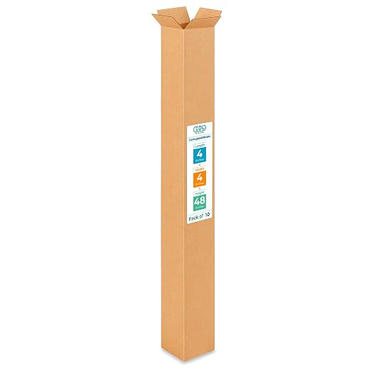 Tall Moving & Shipping Boxes 4x4x48 inches (10-Pack) - Extra Strength 200 lb vs Regular - Corrugated Packing Boxes for Moving - Carton Box for Moving - Moving Supplies Box by IDL Packaging | Extra Strength 200 lb vs Regular - Corrugated Packing Boxes f...