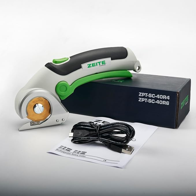 ZEITE 4V Electric Cardboard Box Cutter,Cordless Scissors with Titanium Coated HSS Blades,Ideal for Cardboard Recycling,Leather Carpet Fabric Cutting,Sewing,Crafting,Gifts for Men & Women,Color Box
