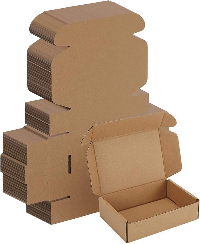 WIFTREY 100 Pack 5.91X3.94X1.57 Inches Shipping Boxes Brown, Corrugated Cardboard Box for Shipping Small Business, Gift Packing, Mailing Wrapping Present