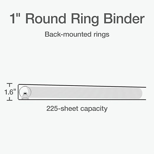 Oxford 1 Inch Binder, Durable 3 Ring 1 Inch with View Cover, XtraLife Hinge, Non-Stick PVC-Free, Blue, 225-Sheet Capacity, Single Binder (1017670)