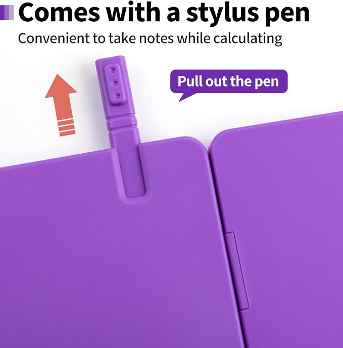 Desk Portable Calculator, Small Calculators with Writing Notepad, Purple | Basic Calculator, More Lightweight and Portable, 12 Digit Large Display Multi-Function for Office, Home & Financial (Purple)