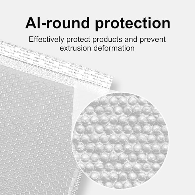 Koja Extra Thick Padded Bubble Mailers, 6x10 in, 25-Pack, White | Usable interior size 6x9 in. Self-seal closure for secure packaging. Ideal for shipping and small business mailing.