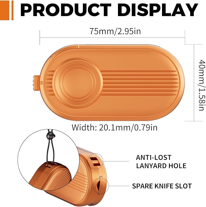 Mini Box Cutter Safety Package Opener with Right-Angle Blade Compact Box Opener Includes High Carbon Steel Spare Blades for Cardboard Boxes Mail Shipping Packages Orange