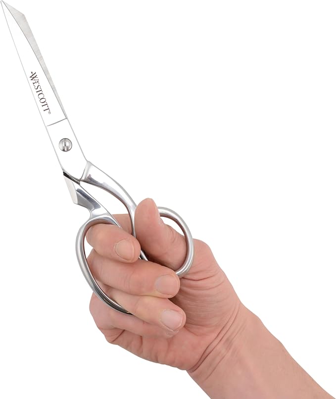 Westcott 8-Inch Forged Heavy Duty Bent Fabric Scissors, Precision-Ground Knife-Edge Blades for Seamless Cutting, Perfect for Sewing, Crafts, and Office