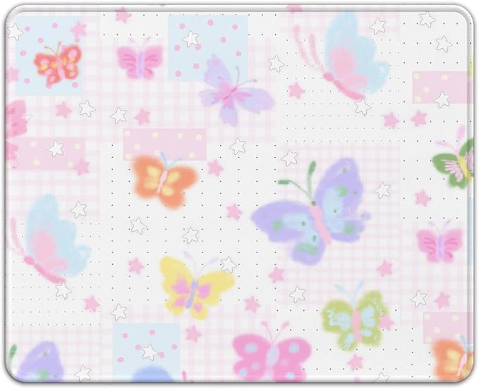 Premium Stitched Mouse Pad 10.2 x 8.3 in | Smooth, Washable Desk Mat with Non-Slip Base | Personalized Cute MousePads for Gaming,Work,Laptop, Computer, Office, Home (Butterfly Fantasy)