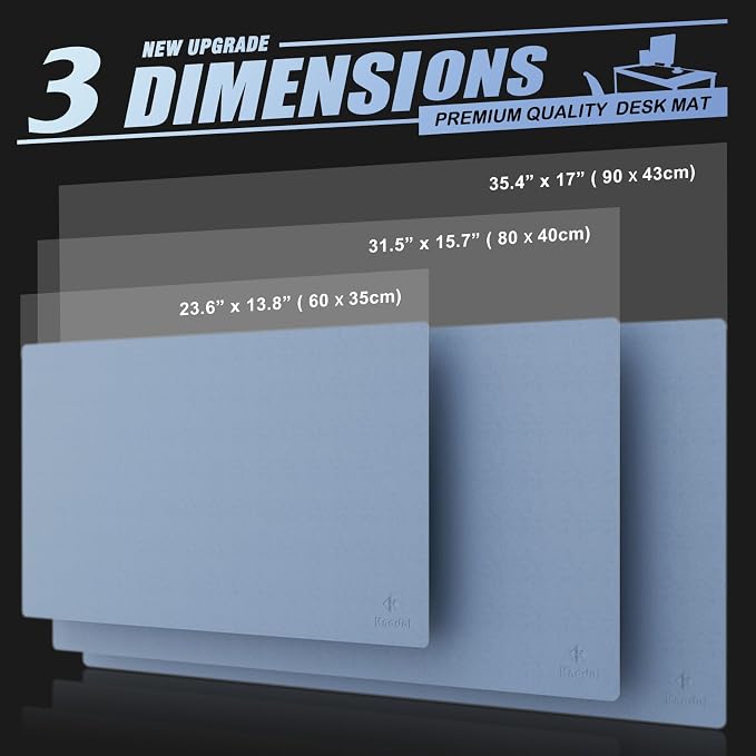 K KNODEL Large Office Desk Mat, Leather Mouse Pad (31.5"x15.7", Lake Blue) | Desk Pad, Keyboard Pad, Computer and Laptop Mat, Desktop Protector and Cover, Writing Pad and Blotter for Home Office