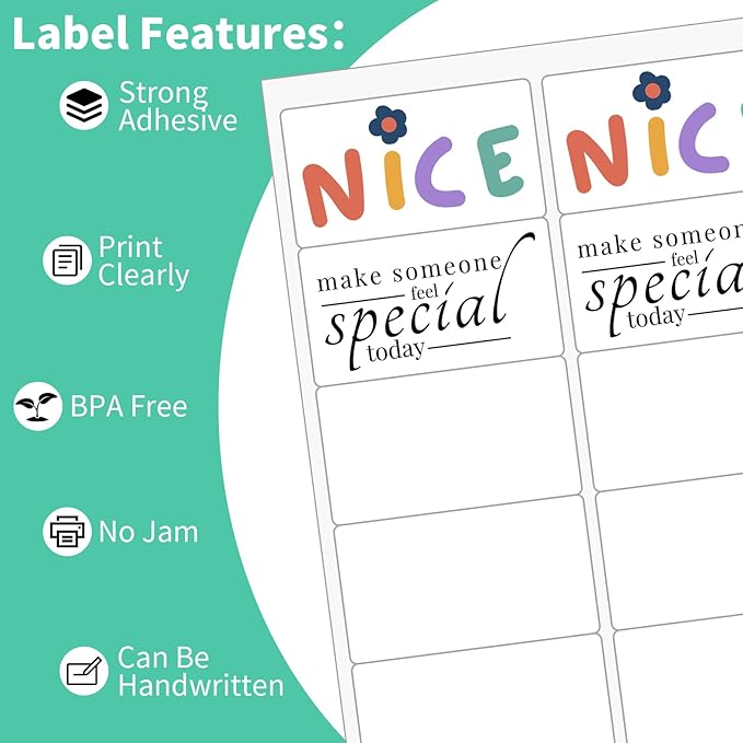 500 Sheets 10 up Labels, 2" x 4" Sticker Printer Paper for Laser/Inkjet Printer, Mailing Blank Labels, Self Adhesive Customizable