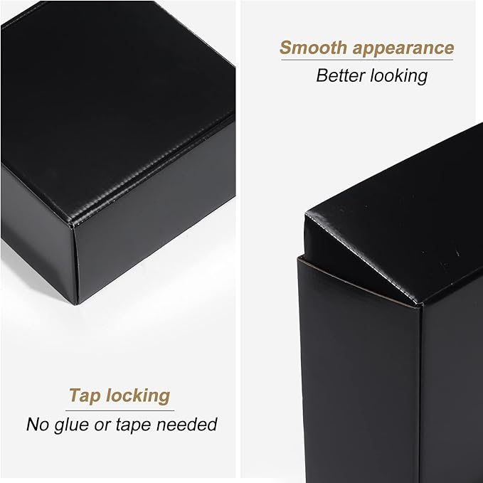 ZBEIVAN 8x8x4 Black Shipping Boxes, 20 Packs Corrugated Cardboard Mailer Boxes for Packaging Small Business Mailing Gifts Wrap Boxes with Lids