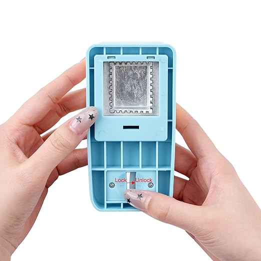 2 Pcs Stamp Punch, 1 Inch Square Hole Punch & 1 Inch Square Postage Stamps Punches, Stamps Shaped Paper Puncher, Stamp Cutter, Portable Lever Craft Punches for Paper Crafting DIY Scrapbooking