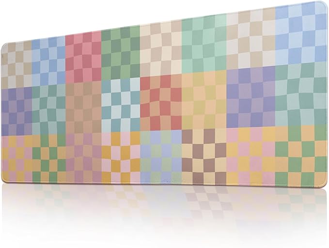 Desk Mat Mouse Pad Gaming Desk Pad XL Large Mouse Mat Office Decor Accessories (Colored Grid)