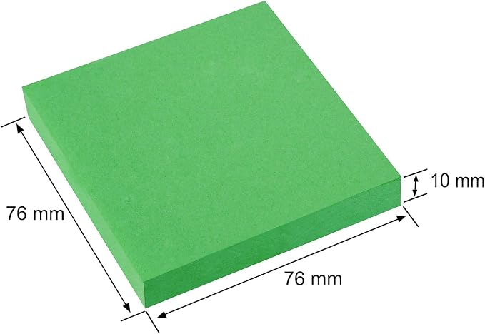 ZCZN Deep Green Sticky Notes, 3 x 3 in, 100 Sheets/Pad, 4 Pads/Pack