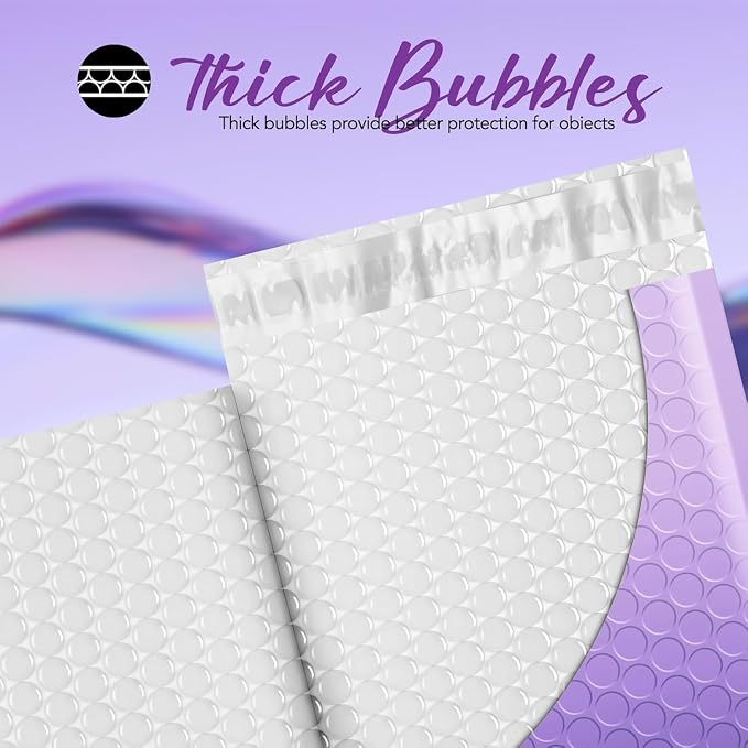Fuxury 40 Pack Bubble Mailers 10.5x16" Gradient Purple Padded Envelopes | Cute Design Large Mailing Envelopes Bubble Padded Cushioning Padded Mailers for Packaging, Small Business #5