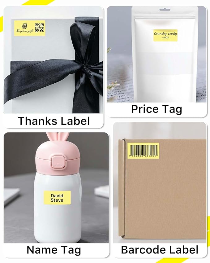 iEager 2x1 Inch Thermal Labels, Yellow Rectangle Thermal Printer Stickers, Durable Shipping Label Printer Sticker for Barcode, Name, Address, 1000 Labels/Roll