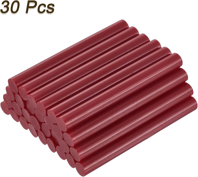 uxcell 30pcs 11mm x 100mm Mini Hot Glue Gun Sticks 4-inch x 0.43-inch High Sticky Large Hot Glue Sticks for Glue Gun, Wine Red