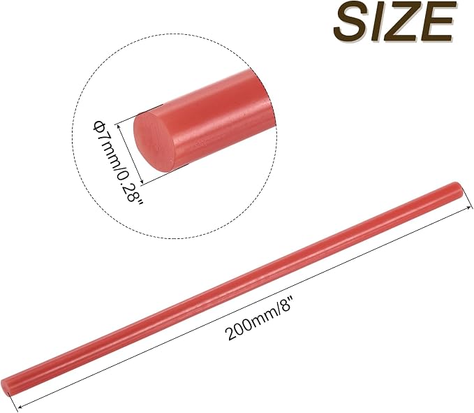 uxcell 30pcs 7mm x 200mm Full Size Hot Glue Gun Sticks 8-inch x 0.27-inch High Sticky Small Hot Glue Sticks for Glue Gun, Red