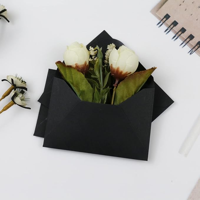 150 Packs of Gift Card Envelopes, Black Mini Envelopes, Gift Card Holder, Business Card Envelopes (4"x2.75") (black)