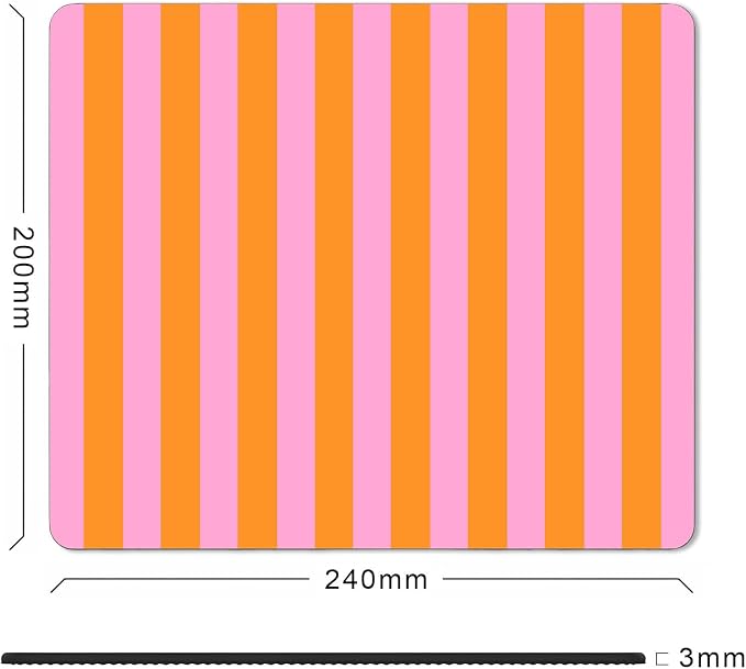 Square Pink and Orange Mouse Pad Small, Cute Vertical Striped Computer Mouse Pads, Non-Slip Rubber Base Aesthetic Mousepad Washable Cloth, Boho Abstract Girly Decor Gifts, Coworker Gift for Girls Kids