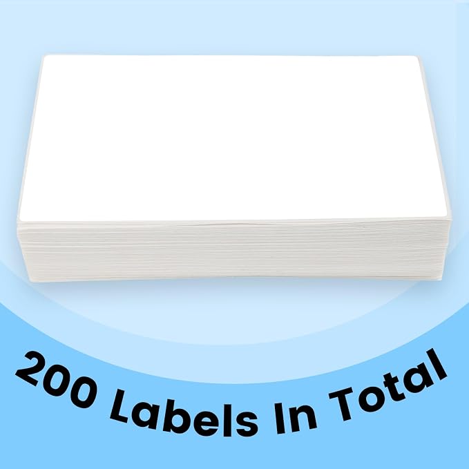 L LIKED 4" x 6" Blank Removable Labels in Fanfold, No Residue, Water and Oil Resistant, Use for Both Home and Office (200 Labels)