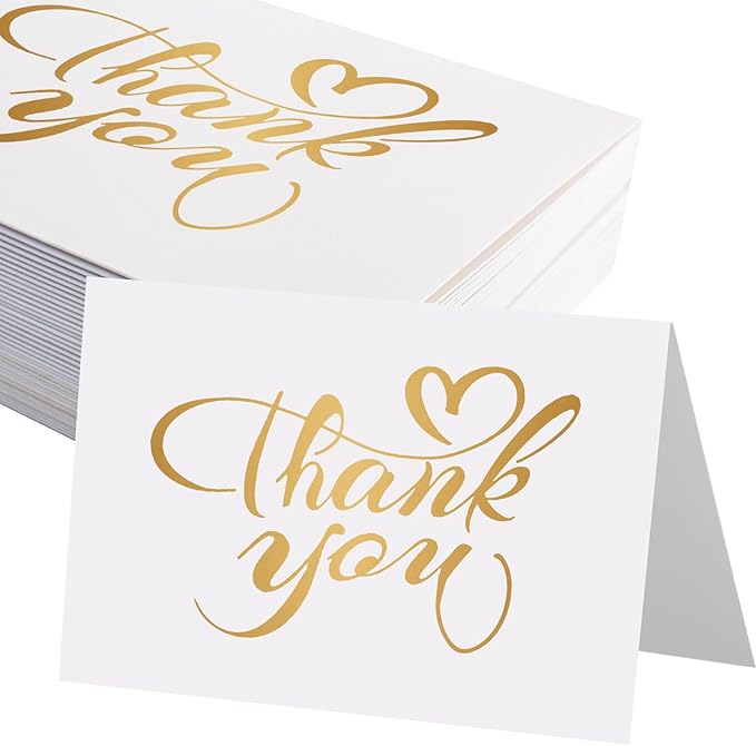 50 Pack 5x7 Thank You Cards, White Blank Card Stock Bulk, Thick Folded Heavy Cards Paper, Thank You Notes for Wedding Invitation, Greeting Cards, Envelopes, DIY Craft Card (Cards Only)