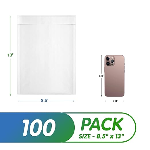 Kraft Bubble Mailers 8.5 x 13 Inch White, Padded Envelopes Self Seal, Pack of 100, Bubble Lined Kraft Paper Mailing Envelopes for Shipping