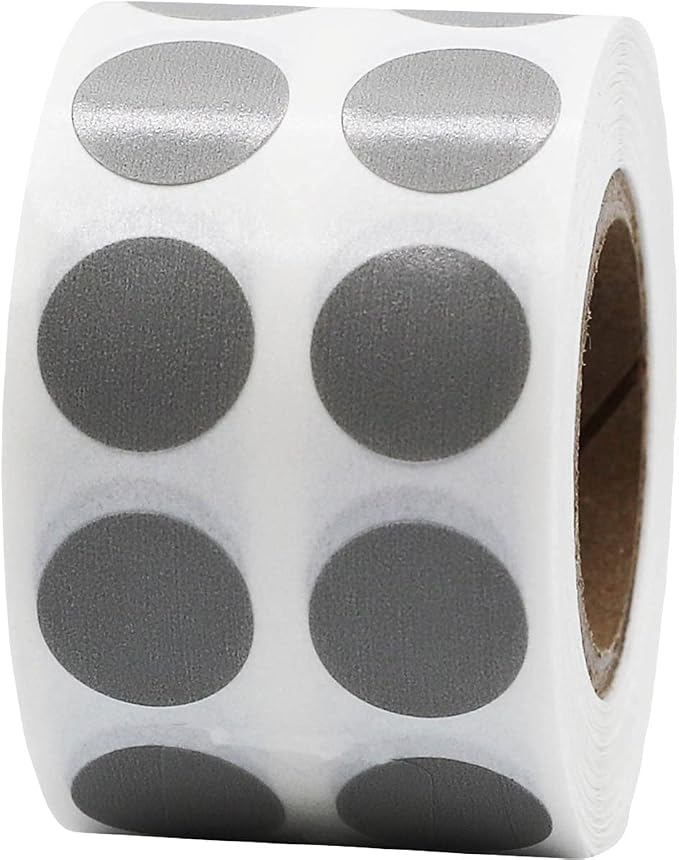 Grey 1/2" Inch Round Adhesive Labels 1,000 Color Coding Dot Stickers for Efficient Inventory Management, Crafting Projects, and Organizational Tasks in Offices, Schools, and Homes