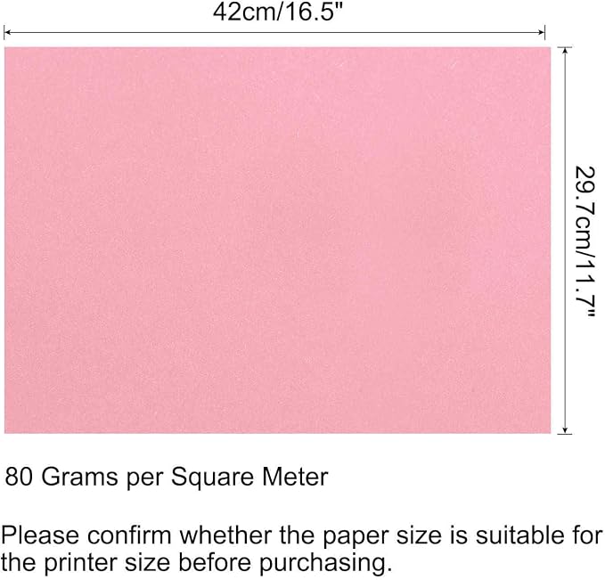 MECCANIXITY 50 Sheets Colored Copy Paper 16.5 x 11.7 Inch Printer Paper 80gsm Light Pink for Office Printing, Document Copying, Invitations, Forms, Art Projects