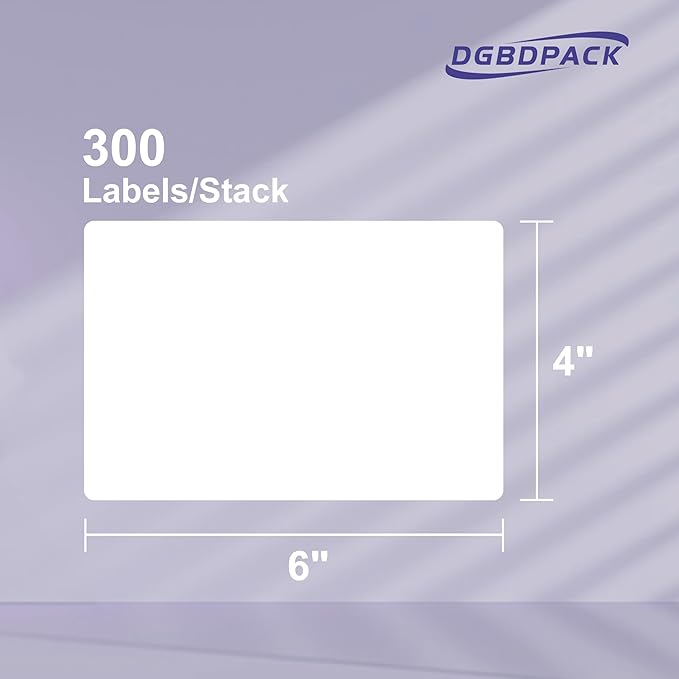 DGBDPACK Fanfold 4'' x 6'' Direct Thermal Shipping Labels 300 Labels/Stack Compatible with Zebra Rollo Beeprt Printer Ultra Adhesive
