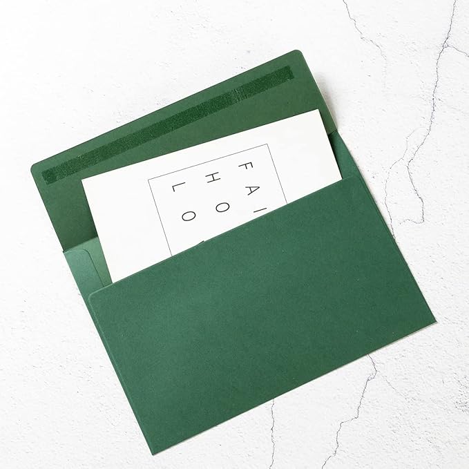 50 Pack 5 x 7 Envelopes Colored Self Seal for Wedding, Party Invitations, Greeting Cards, Announcements, Photos, 5.24 x 7.21 Inches (Dark Green)